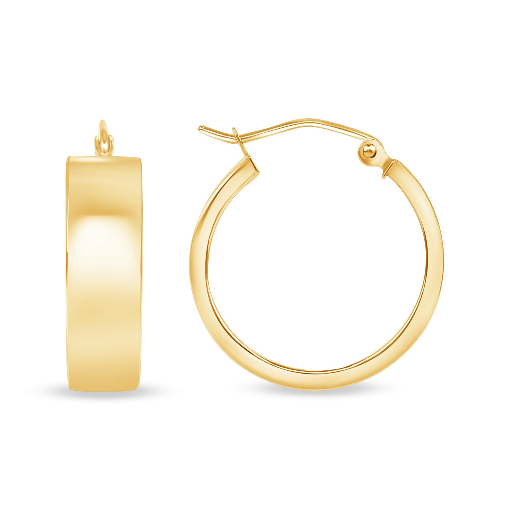 14K Gold Yellow Wide Hoop Earrings Earring ABGE-109-G  - Abtin & Co.