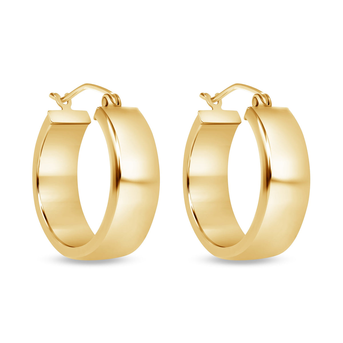 14K Gold Yellow Wide Hoop Earrings Earring ABGE-109-G  - Abtin & Co.
