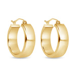14K Gold Yellow Wide Hoop Earrings Earring ABGE-109-G  - Abtin & Co.