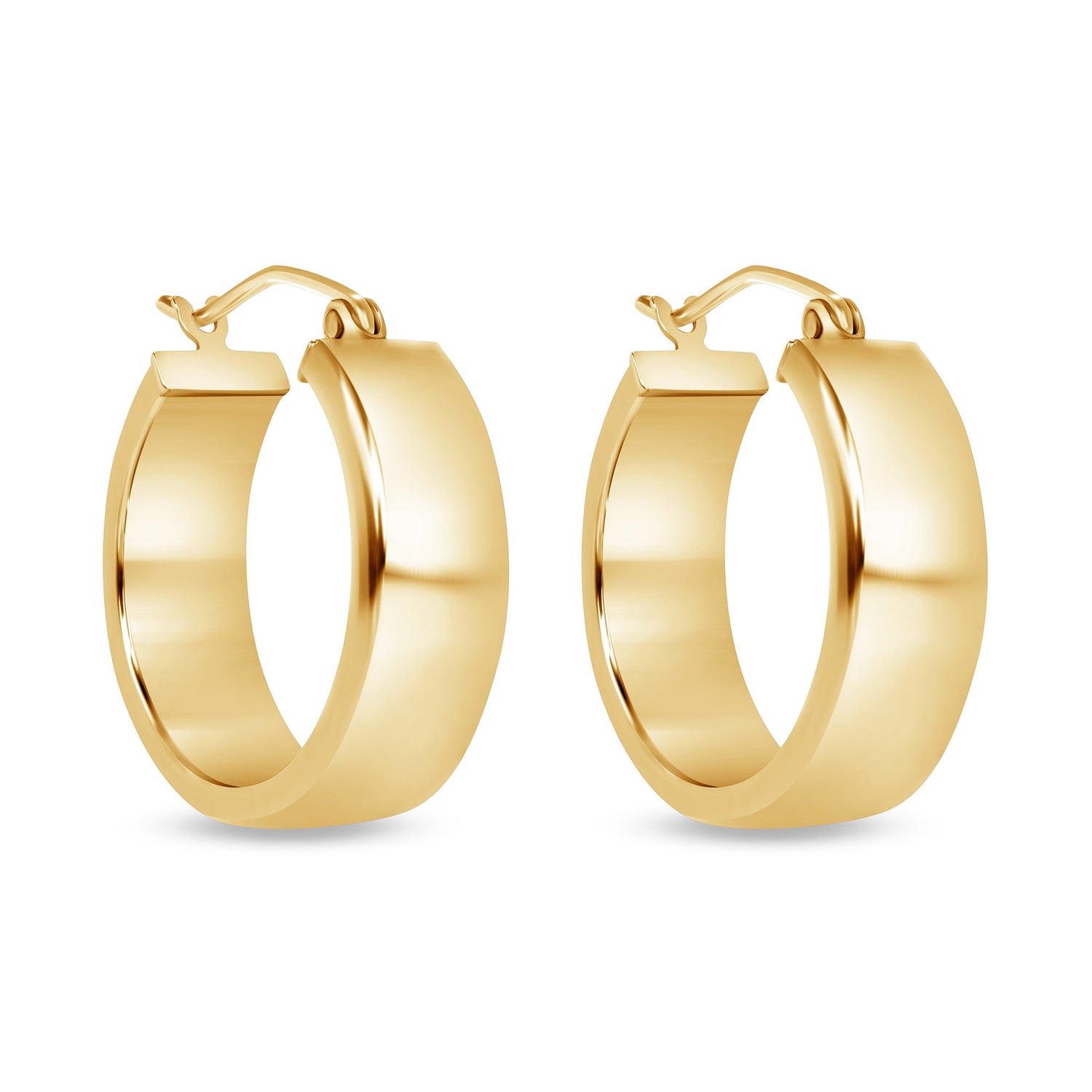 14K Gold Yellow Wide Hoop Earrings Earring ABGE-109-G  - Abtin & Co.
