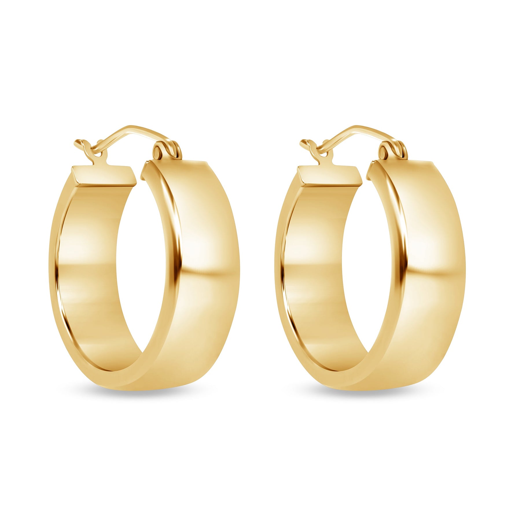 14K Gold Yellow Wide Hoop Earrings Earring ABGE-109-G  - Abtin & Co.