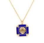 14K Lapis & Diamond Leo Horoscope Square Pendant Necklace Pendant ALP-226Y-LEO.LP  - Abtin & Co.