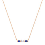 14K Rose Gold Baguette Blue Sapphire & Diamond Bar Pendant Pendant ABP-193.2V1R-BSD  - Abtin & Co.