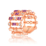 14K Rose Gold Diamond & Pink Sapphire Lace Cigar Band Ring ABB-617.2-PSD-1  - Abtin & Co.