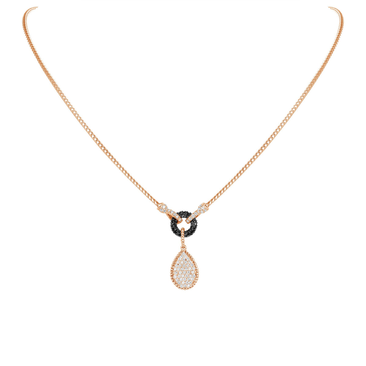 14K Rose Gold Pave Diamond Tear-drop Shape Drop Pendant Pendant ABP-134TTV1-BDD  - Abtin & Co.
