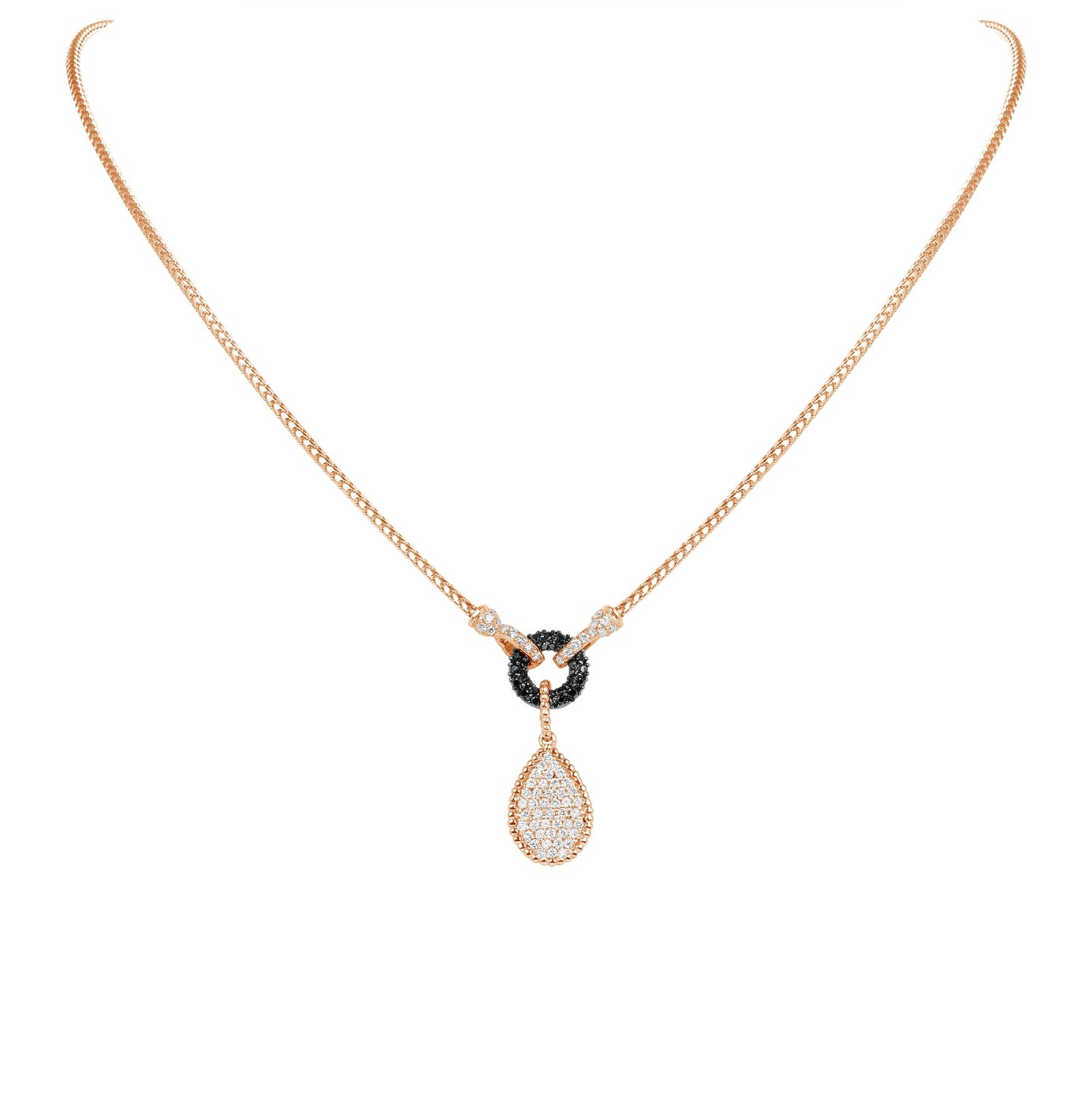 14K Rose Gold Pave Diamond Tear-drop Shape Drop Pendant Pendant ABP-134TTV1-BDD  - Abtin & Co.