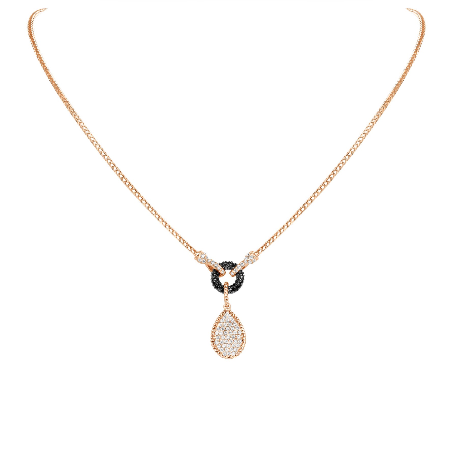 14K Rose Gold Pave Diamond Tear-drop Shape Drop Pendant Pendant ABP-134TTV1-BDD  - Abtin & Co.