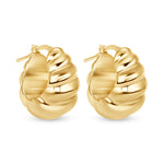 14K Scalloped Puff Huggie Earrings Earring ABGE-113.2-G  - Abtin & Co.