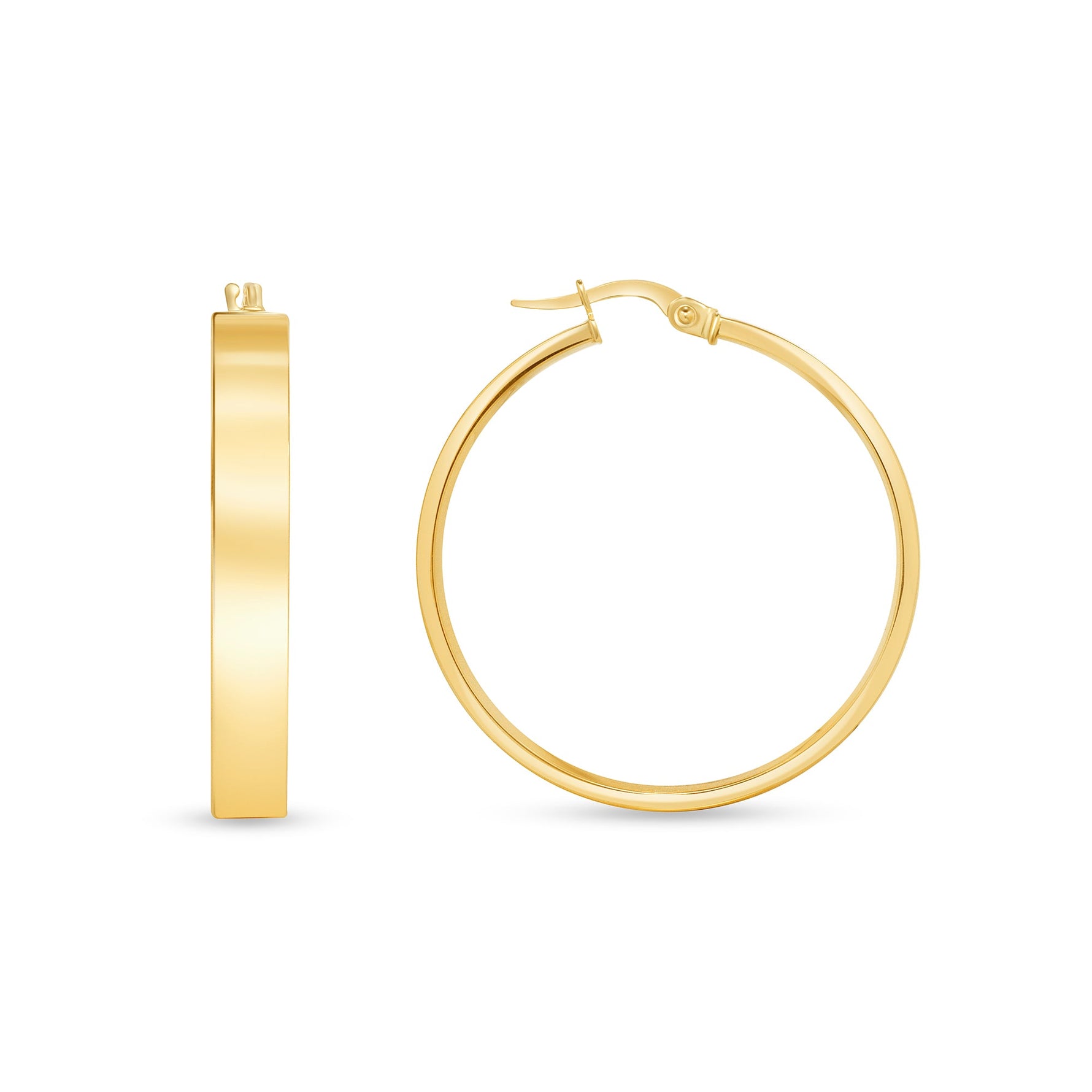 14K Square Tube Flat Hoop Earrings Earring ABGE-121-G  - Abtin & Co.
