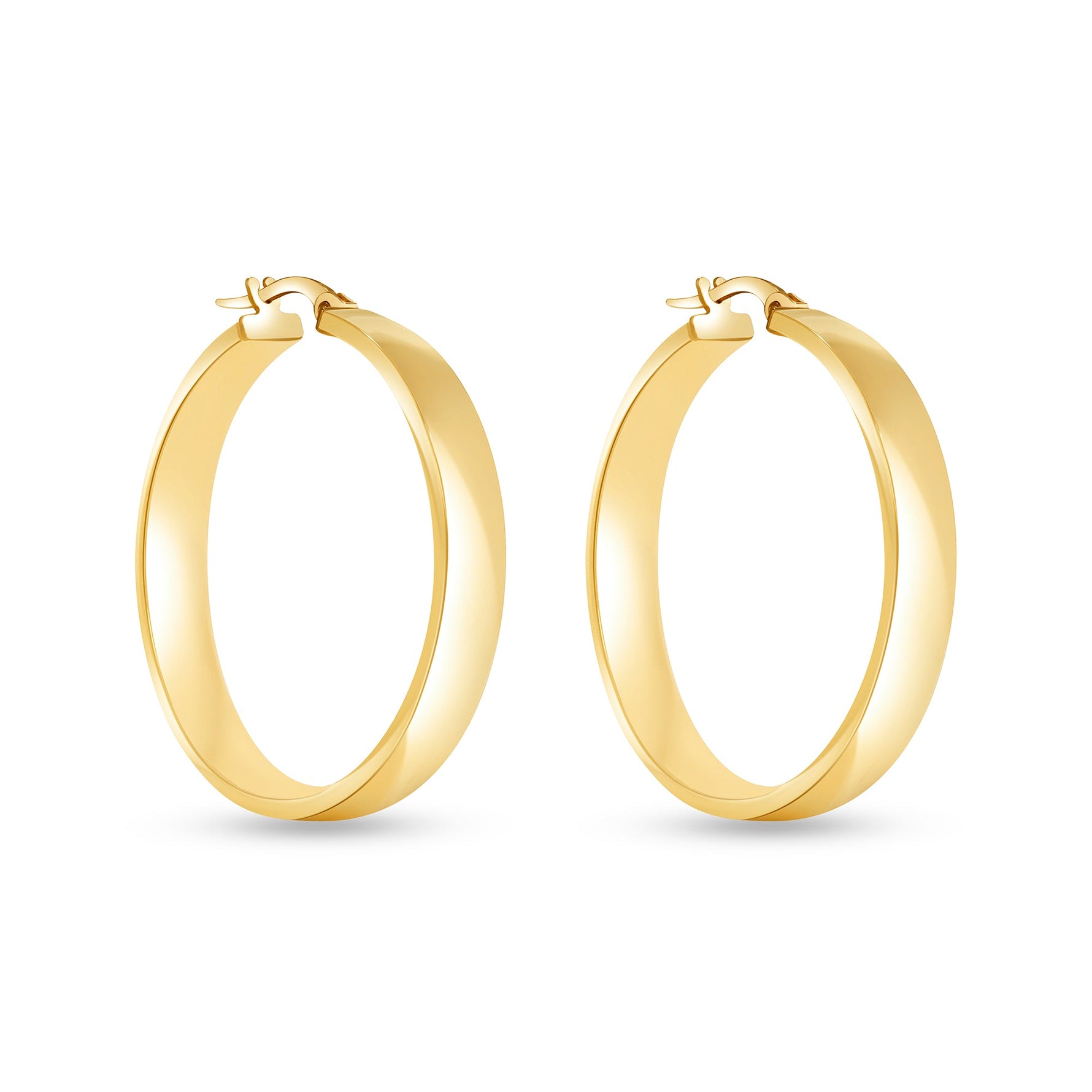 14K Square Tube Flat Hoop Earrings Earring ABGE-121-G  - Abtin & Co.