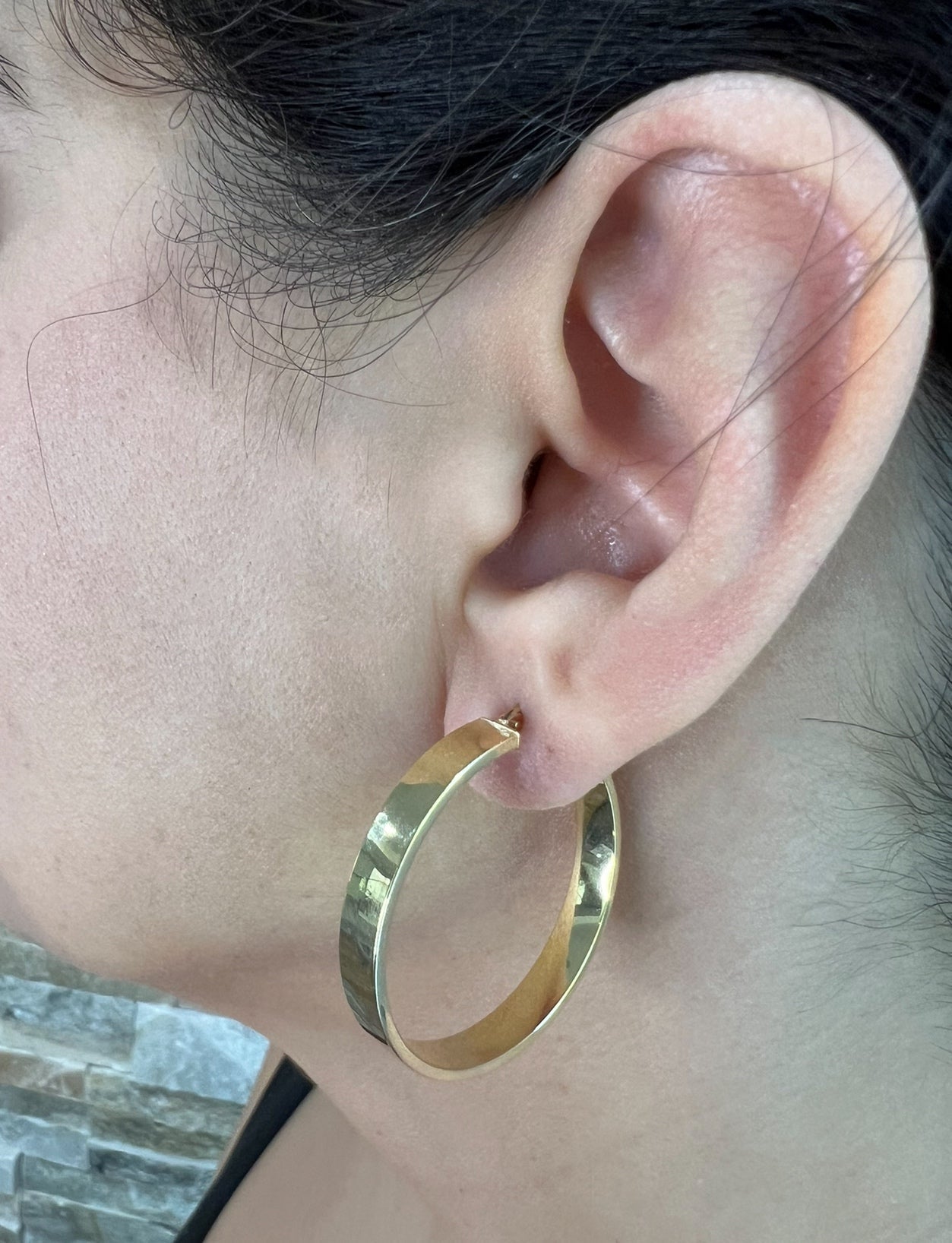 14K Square Tube Flat Hoop Earrings Earring ABGE-121-G  - Abtin & Co.