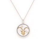 14K Two-toned Gold & Diamond Capricorn Zodiac Medallion Medallion ALP-225WY-CAP.GD -1  - Abtin & Co.