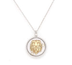 14K Two-toned Gold & Diamond Leo Horoscope Medallion Medallion ALP-225WY-LEO.GD  - Abtin & Co.
