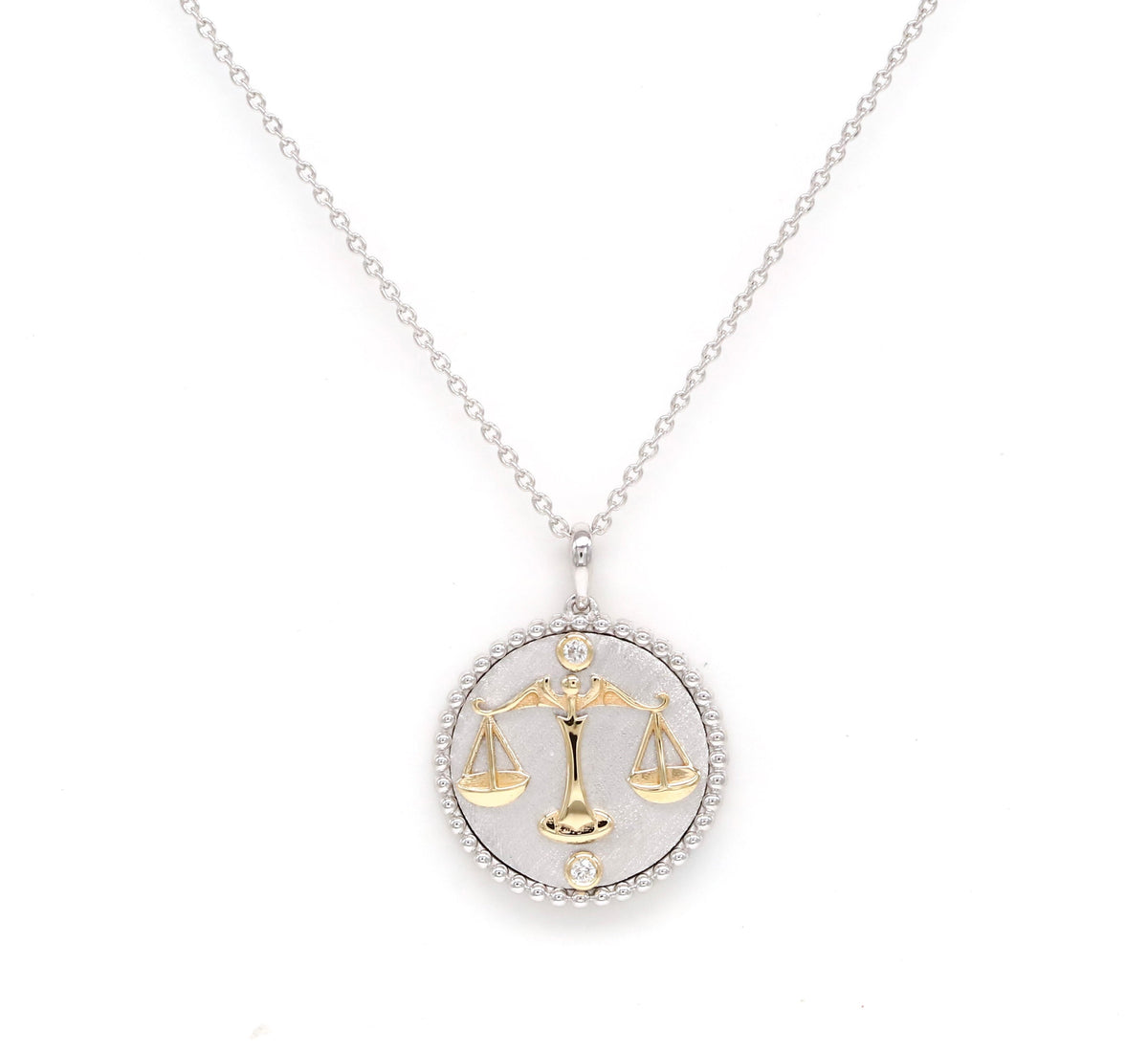14K Two-toned Gold & Diamond Libra Horoscope Medallion Medallion ALP-225WY-LIB.GD  - Abtin & Co.