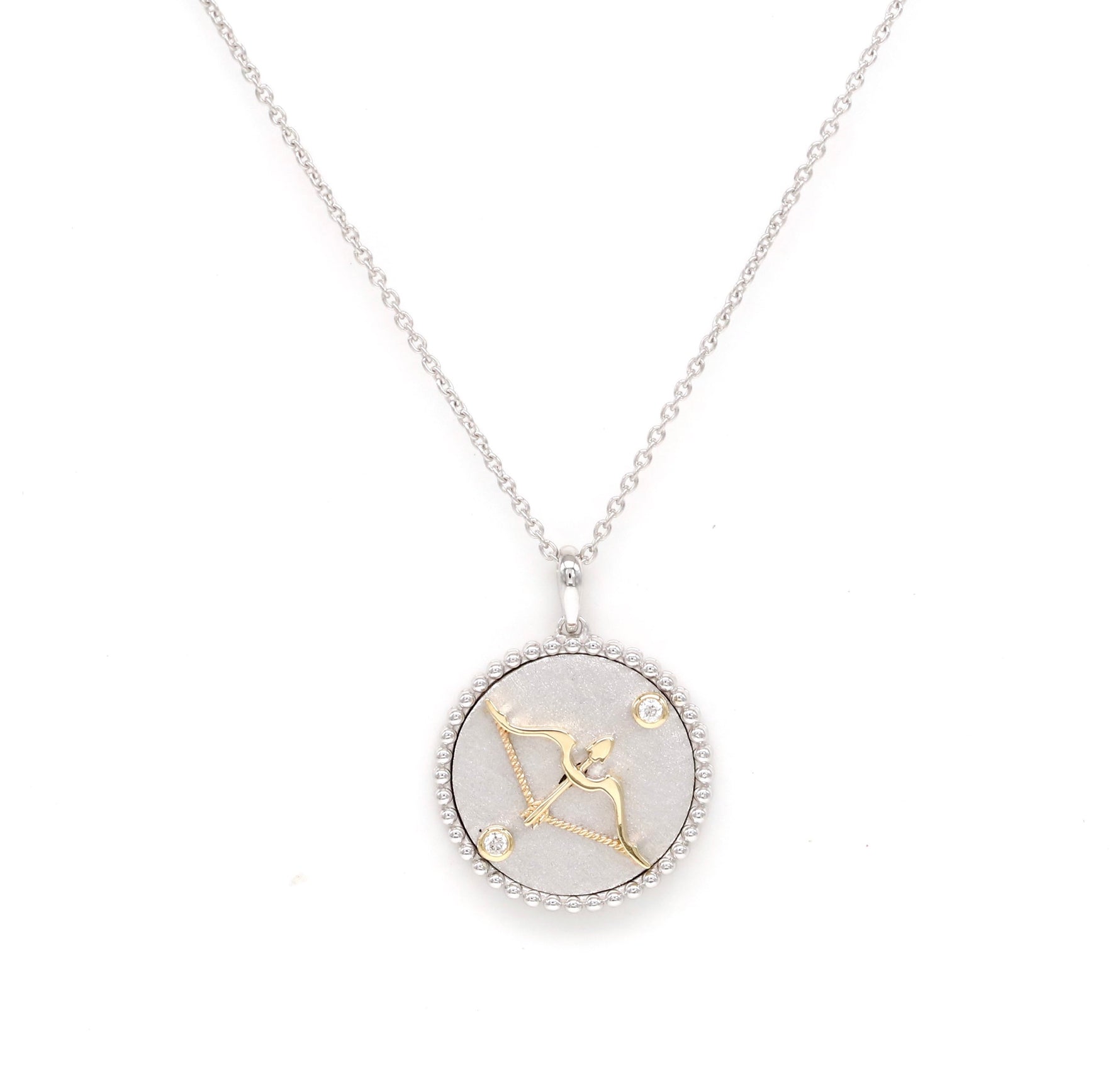 14K Two-toned Gold & Diamond Sagittarius Horoscope Medallion Medallion ALP-225WY-SAG.GD  - Abtin & Co.