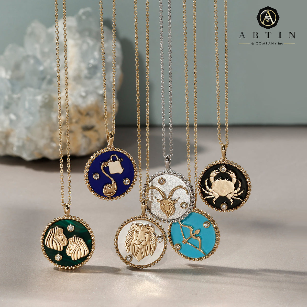 14K Two-toned Gold & Diamond Sagittarius Horoscope Medallion Medallion ALP-225WY-SAG.GD  - Abtin & Co.