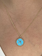 14K Two-toned Gold & Diamond Sagittarius Horoscope Medallion Medallion ALP-225WY-SAG.GD  - Abtin & Co.