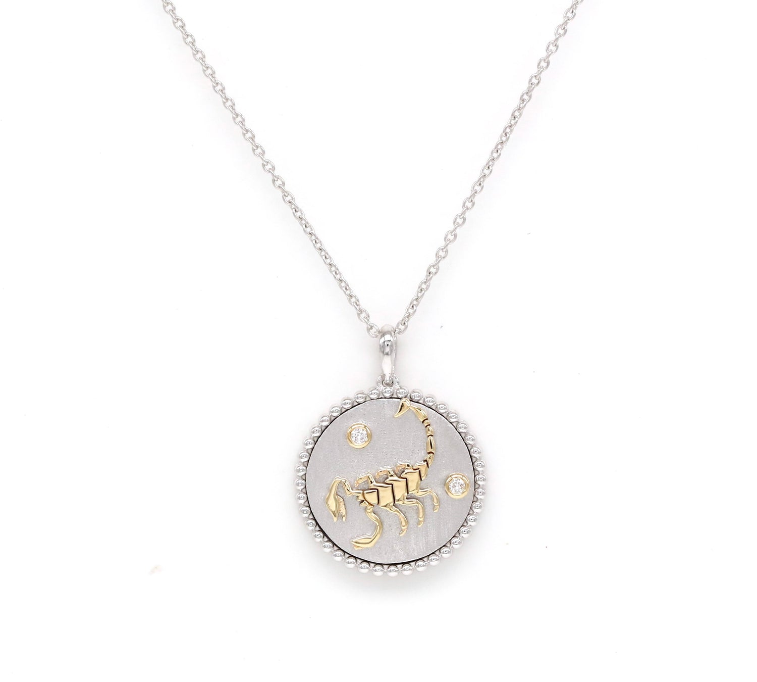 14K Two-toned Gold & Diamond Scorpio Horoscope Medallion Medallion ALP-225WY-SCO.GD  - Abtin & Co.