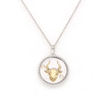 14K Two-toned Gold & Diamond Taurus Horoscope Medallion Medallion   - Abtin & Co.