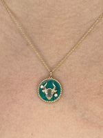 14K Two-toned Gold & Diamond Taurus Horoscope Medallion Medallion   - Abtin & Co.