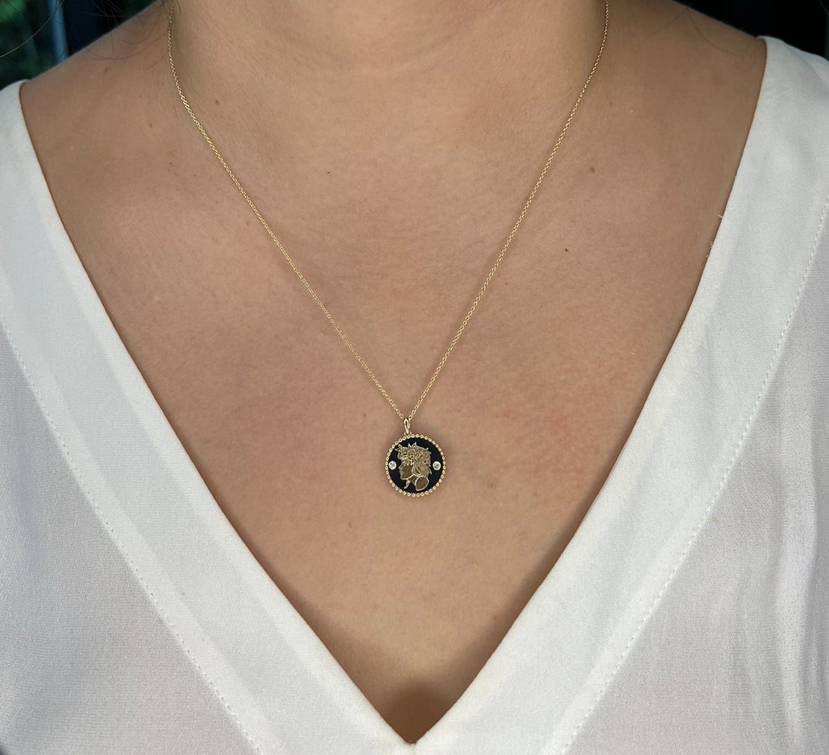 14K Two-toned Gold & Diamond Virgo Horoscope Medallion Medallion ALP-225WY.V1-VIR.GD  - Abtin & Co.