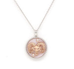 14K Two-toned Gold Pink Mother of Pearl & Diamond Aries Horoscope Medallion Medallion ALP-225WR-ARI.PM  - Abtin & Co.