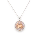 14K Two-toned Gold Pink Mother of Pearl & Diamond Cancer Horoscope Medallion Medallion   - Abtin & Co.