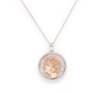 14K Two-toned Gold Pink Mother of Pearl & Diamond Virgo Horoscope Medallion Medallion ALP-225WR.V1-VIR.PM  - Abtin & Co.
