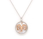 14K Two-toned Gold White Mother of Pearl & Diamond Aries Horoscope Medallion Medallion ALP-225WR-ARI.WM  - Abtin & Co.
