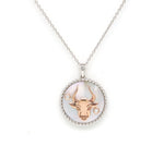 14K Two-toned Gold White Mother of Pearl & Diamond Taurus Horoscope Medallion Medallion ALP-226WR-TAU.WM  - Abtin & Co.