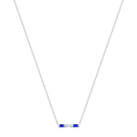 14K White Gold Baguette Blue Sapphire & Diamond Bar Pendant Pendant ABP-193.2V1W-BSD  - Abtin & Co.
