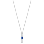 14K White Gold Baguette Blue Sapphire & Diamond Bar Pendant Pendant ABP-193.1V1W-BSD  - Abtin & Co.