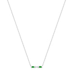 14K White Gold Baguette Emerald And Diamond Bar Pendant Pendant   - Abtin & Co.