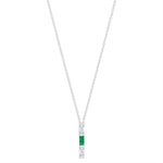 14K White Gold Baguette Emerald And Diamond Vertical Bar Pendant Pendant ABP-193.1V1W-EMD  - Abtin & Co.