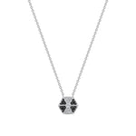 14k White Gold Hexagon Diamond & Black diamond Necklace Pendant ABP-166V1W-BDD  - Abtin & Co.