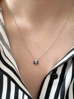 14k White Gold Hexagon Diamond & Black diamond Necklace Pendant ABP-166V1W-BDD  - Abtin & Co.