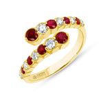 14K Yellow Gold Alternate Diamond & Ruby Bezel Bypass Ring Band Ring ABB-619V1Y-RUD-1  - Abtin & Co.