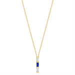 14K Yellow Gold Baguette Blue Sapphire & Diamond Bar Pendant Pendant   - Abtin & Co.