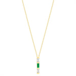 14K Yellow Gold Baguette Emerald And Diamond Vertical Bar Pendant Pendant ABP-193.1V1Y-EMD  - Abtin & Co.