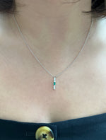 14K Yellow Gold Baguette Emerald And Diamond Vertical Bar Pendant Pendant ABP-193.1V1Y-EMD  - Abtin & Co.