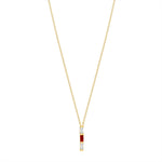14K Yellow Gold Baguette Ruby & Diamond Vertical Bar Pendant Pendant ABP-193.1V1Y-RUD  - Abtin & Co.