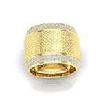 14K Yellow Gold Classic Wide Patterned Border Cigar Diamond Band Ring Ring ABB-614/2Y-D-23  - Abtin & Co.
