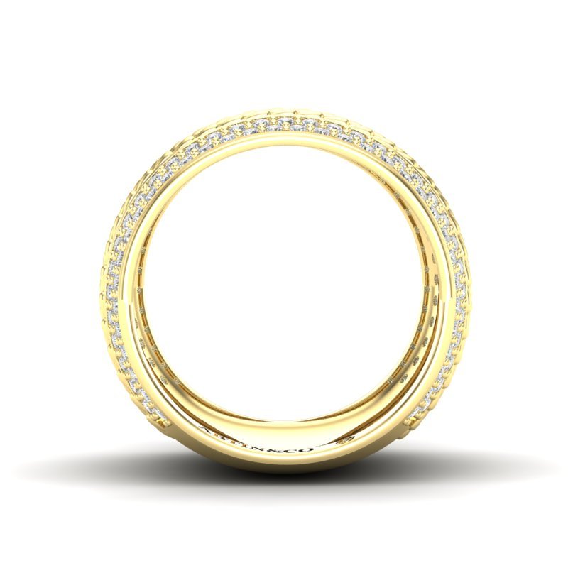 14K Yellow Gold Classic Wide Patterned Border Cigar Diamond Band Ring Ring ABB-614/2Y-D-23  - Abtin & Co.