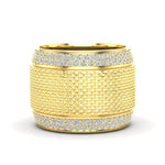 14K Yellow Gold Classic Wide Patterned Border Cigar Diamond Band Ring Ring ABB-614/2Y-D-23  - Abtin & Co.