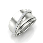 14K Yellow Gold Classic Wide Polished Diamond Ring Band Ring ABB-594-D  - Abtin & Co.