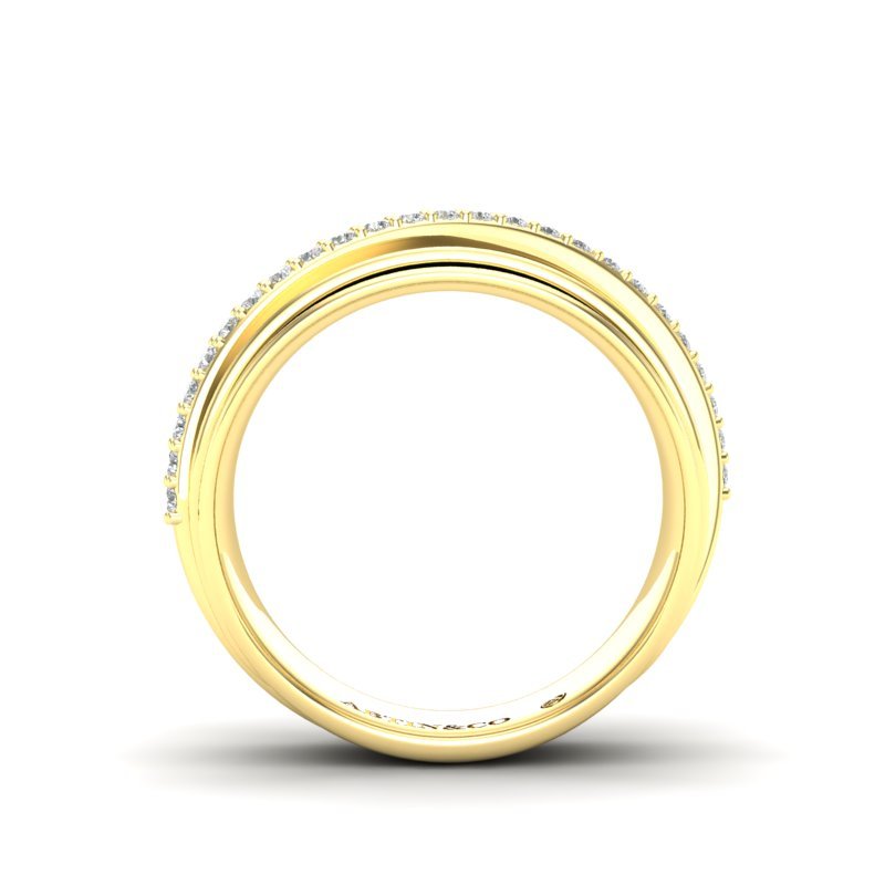 14K Yellow Gold Classic Wide Polished Diamond Ring Band Ring ABB-594-D  - Abtin & Co.
