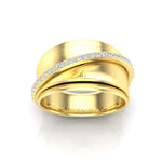 14K Yellow Gold Classic Wide Polished Diamond Ring Band Ring ABB-594-D  - Abtin & Co.