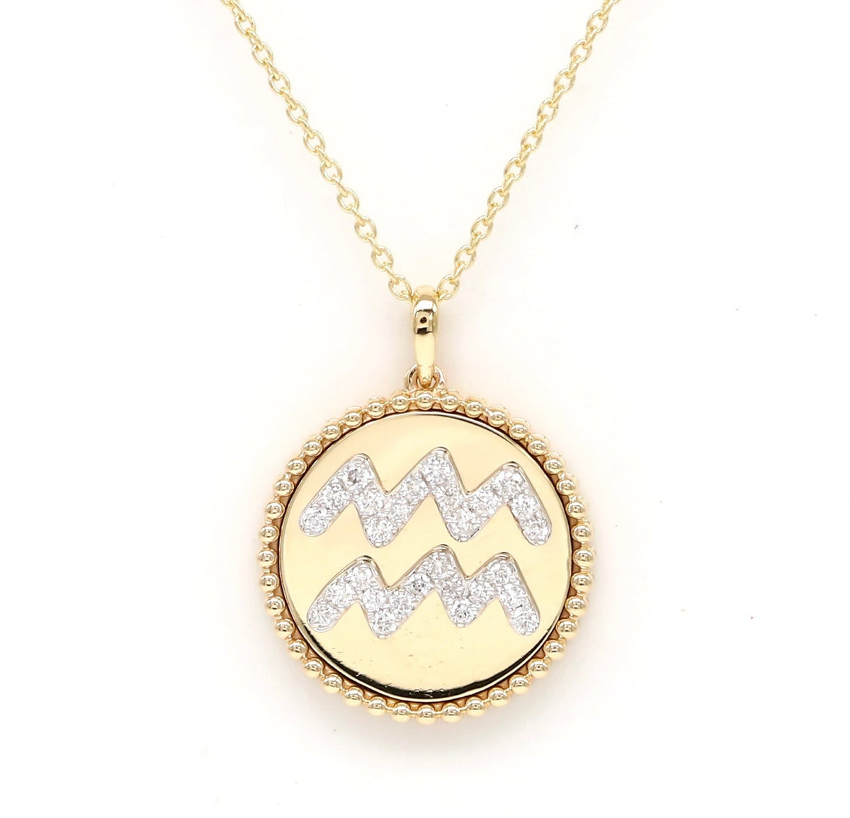 14K Yellow Gold Diamond Aquarius Zodiac Medallion Medallion ALP-227Y-AQU.GD  - Abtin & Co.
