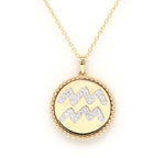14K Yellow Gold Diamond Aquarius Zodiac Medallion Medallion ALP-227Y-AQU.GD  - Abtin & Co.