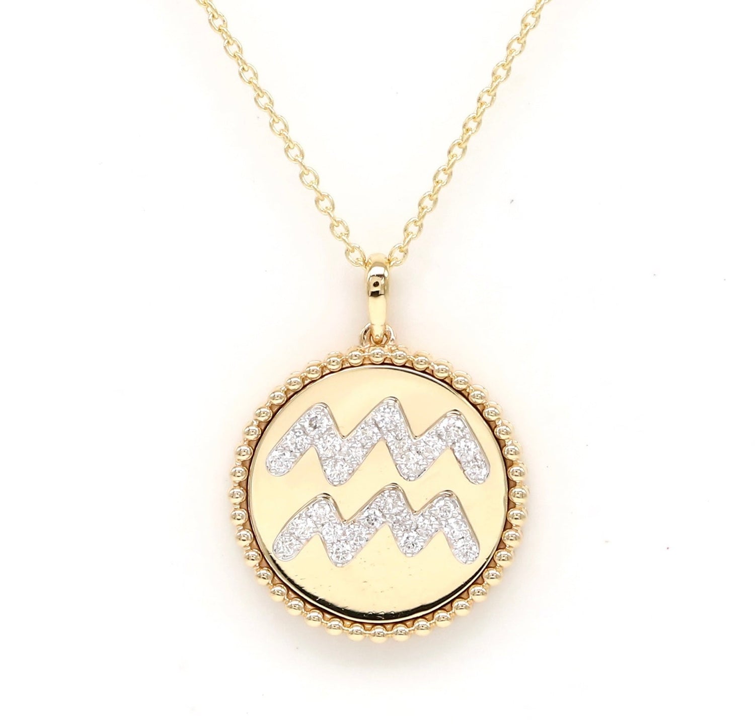 14K Yellow Gold Diamond Aquarius Zodiac Medallion Medallion ALP-227Y-AQU.GD  - Abtin & Co.